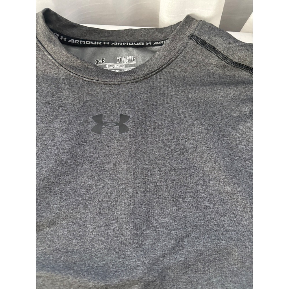 Under Armour ColdGear Compression Shirt Mens XL Gray Long Sleeve Mock Neck Top - Picture 2 of 5